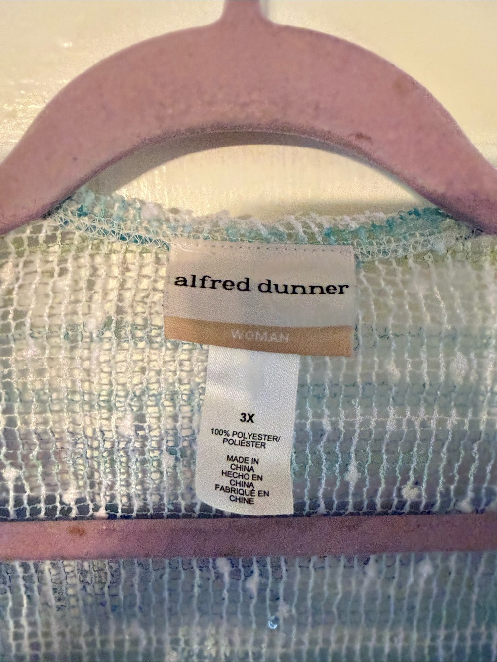 Alfred Dunner Blue, Teal & White Striped Open-Front Cardigan - Picture 2 of 6